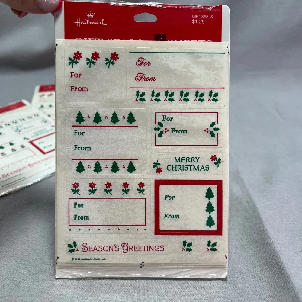 Vintage Hallmark Gift Seals Labels 1988 Christmas Holiday NOS Ephemera Stickers